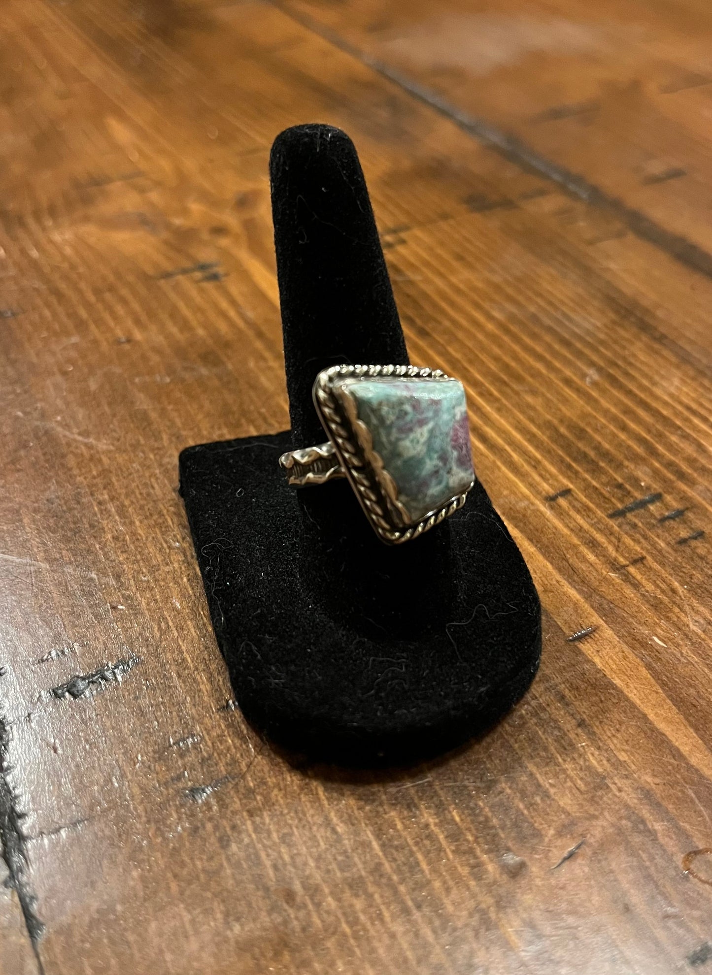 Sterling Silver Ruby Fuchsite Ring