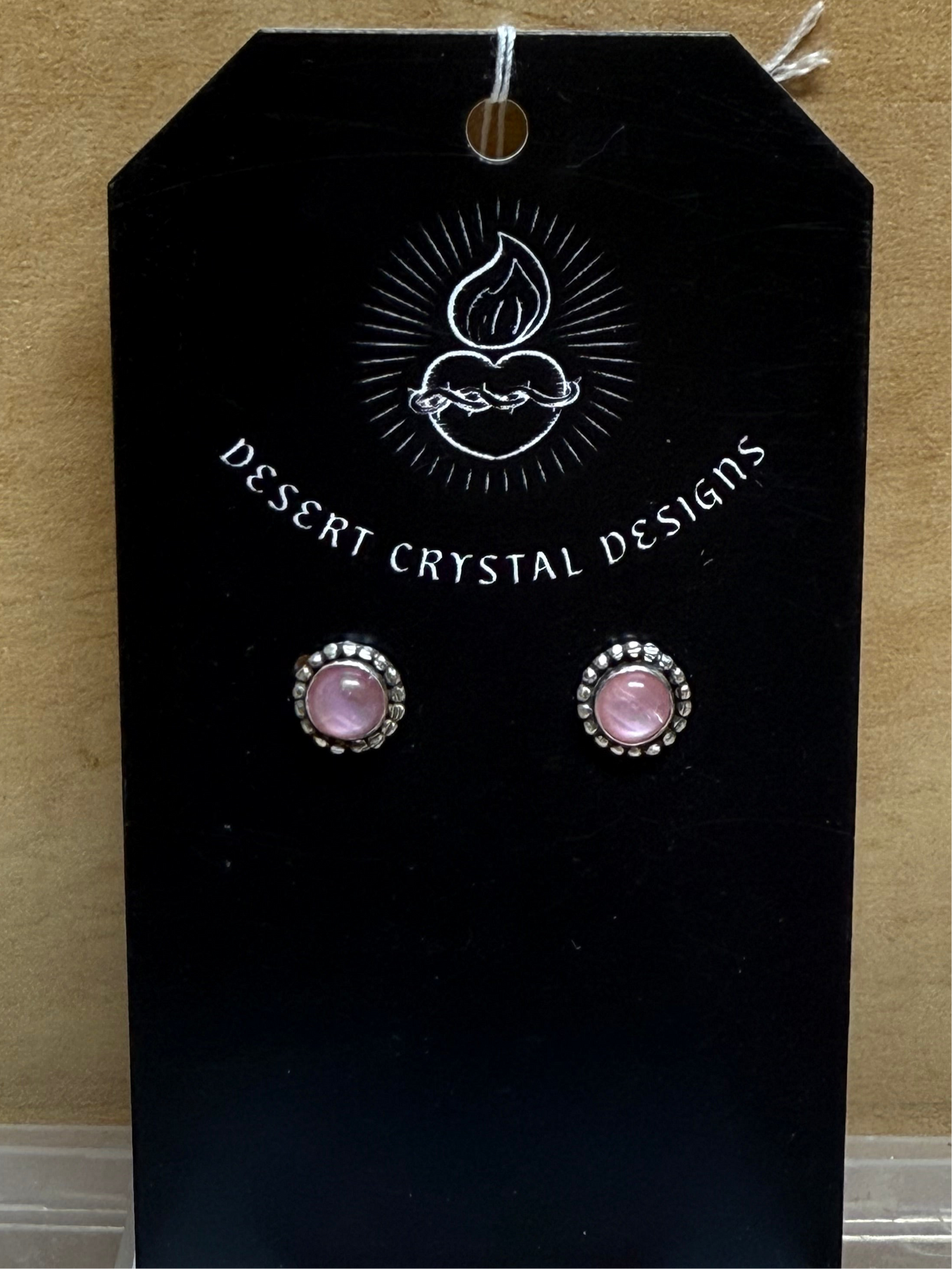 Sterling Silver Pink Shell Stud Earrings