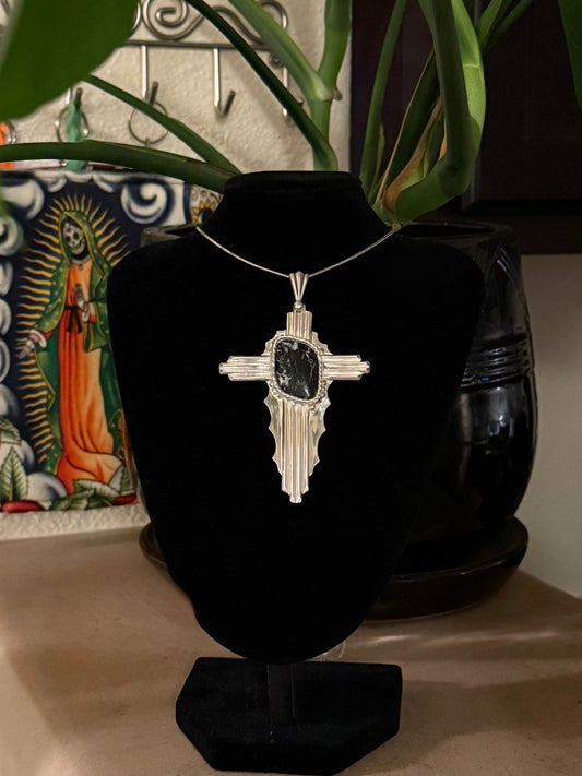 Sterling Silver White Buffalo Cross
