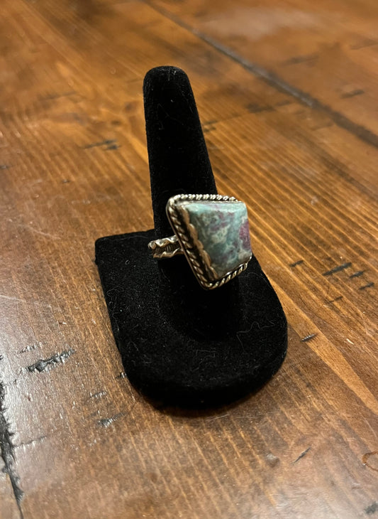 Sterling Silver Ruby Fuchsite Ring
