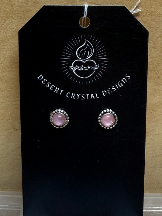 Sterling Silver Pink Shell Stud Earrings