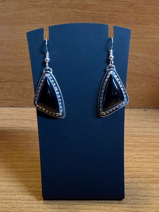 Sterling Silver, Black Onyx Earrings